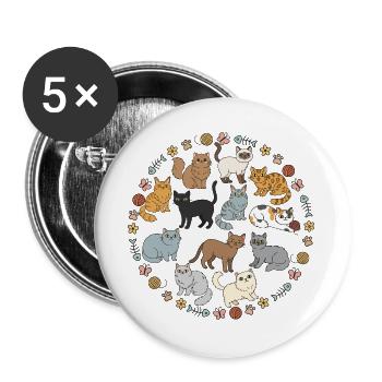 Cute Cats Colourful Kittens Illustration - Buttons large 2.2''/56 mm (5-pack) - white - Front