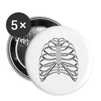 Chrome Ribcage / Skeleton Ribs - Buttons large 2.2''/56 mm (5-pack) - white - Front