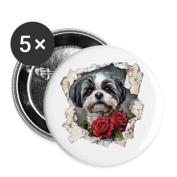 Shih Tzu - Buttons groß 56 mm (5er Pack) - Weiß - Vorne