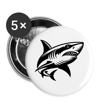 The ocean shark is calling and it has many teeth - Buttons large 2.2''/56 mm (5-pack) - white - Front