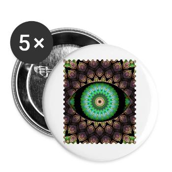 Kaleidoskopisches Augenmuster - Buttons groß 56 mm (5er Pack) - Weiß - Vorne
