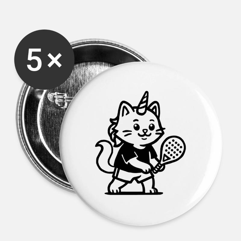 Unicorn cat padel - Buttons large 2.2''/56 mm (5-pack) - white