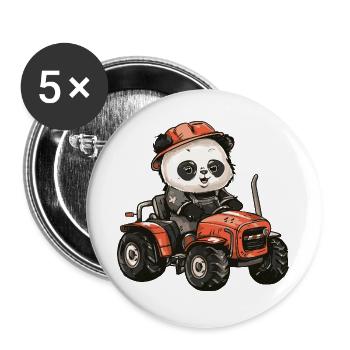 Éleveur de tracteurs panda - Lot de 5 grands badges (56 mm) - blanc - Devant