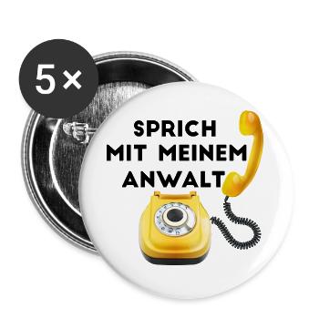 Gelbes Retrotelefon - Buttons groß 56 mm (5er Pack) - Weiß - Vorne