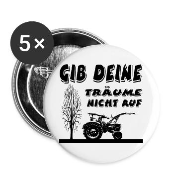 Traktor - Buttons groß 56 mm (5er Pack) - Weiß - Vorne