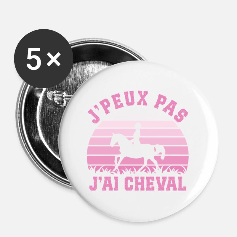 I Can't I Have Horse Riding Gift - Buttons large 2.2''/56 mm (5-pack) - white