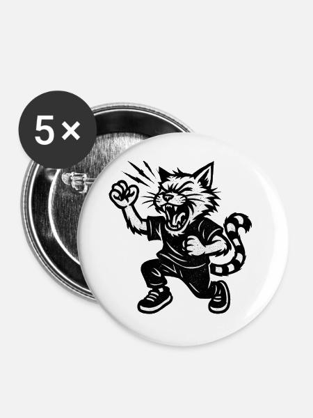 Straßenkatze im Sprint - Buttons groß 56 mm (5er Pack) - Weiß