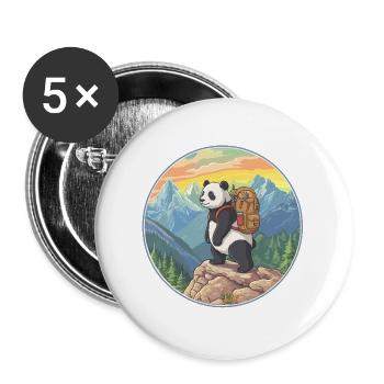 Cute Panda Hiking Camping Mountain Adventure - Buttons large 2.2''/56 mm (5-pack) - white - Front