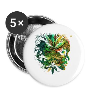 Visage du cannabis psychédélique - Lot de 5 grands badges (56 mm) - blanc - Devant