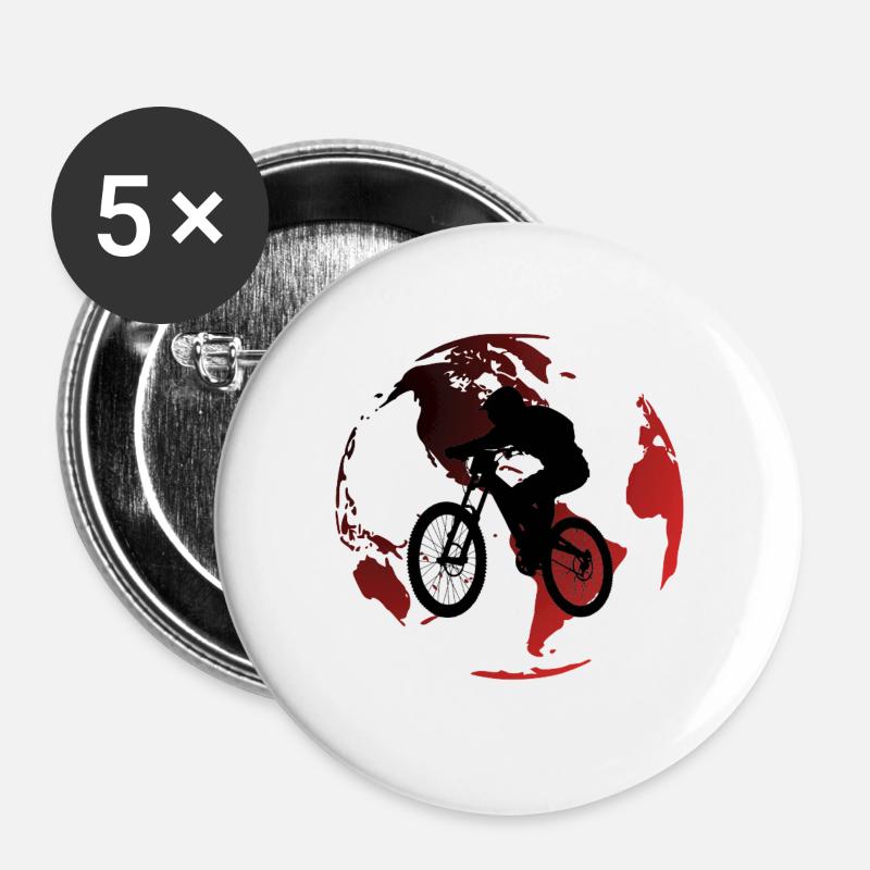 Mountain biking on Globe Rouge - Buttons large 2.2''/56 mm (5-pack) - white