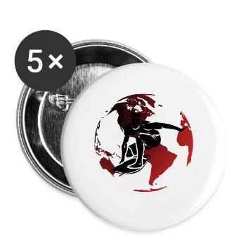 Red Globe Surfer - Buttons large 2.2''/56 mm (5-pack) - white - Front