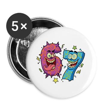 Six Seven Monsters - Buttons large 2.2''/56 mm (5-pack) - white - Front