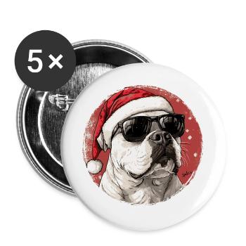 Cool dog in Santa look - Buttons large 2.2''/56 mm (5-pack) - white - Front