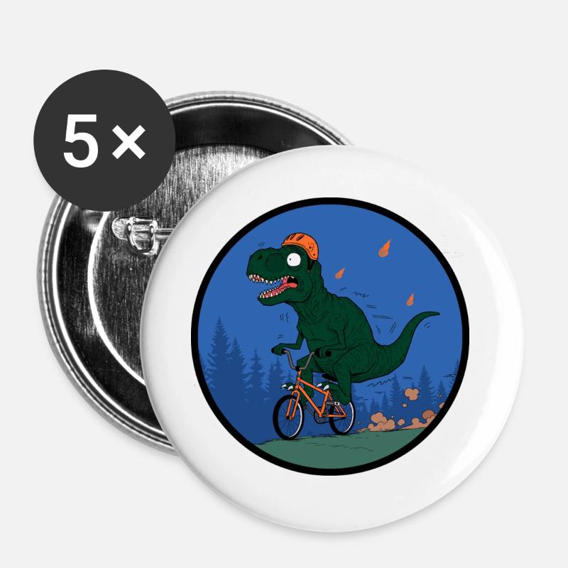 T-Rex Rider Adventurer - Buttons large 2.2''/56 mm (5-pack) - white