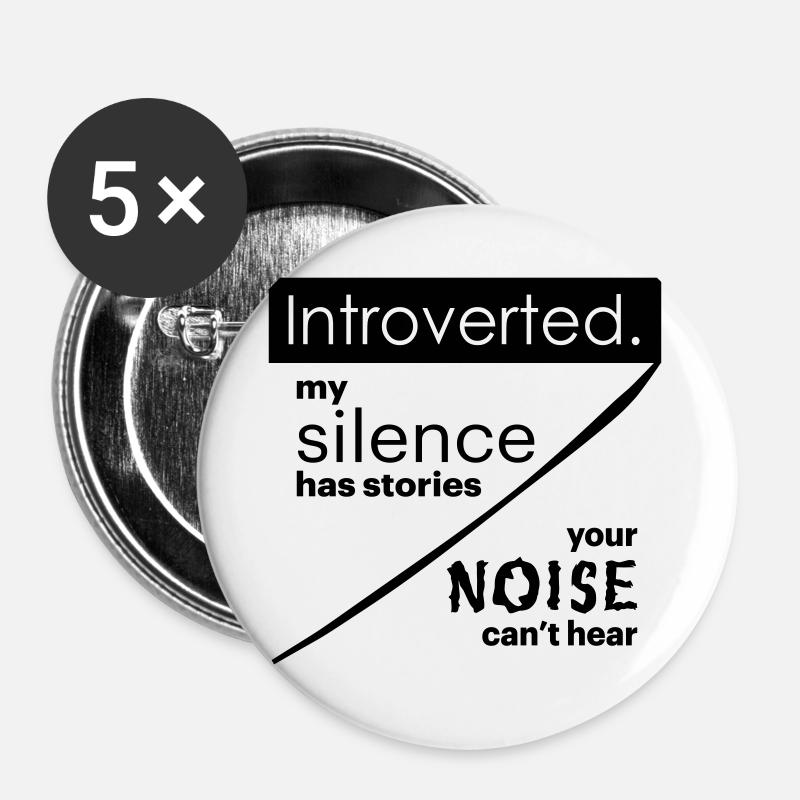 Introverted. Silence – noise. - Buttons large 2.2''/56 mm (5-pack) - white