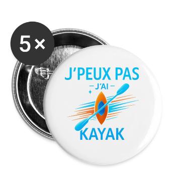 J'peux pas j'ai kayak - Lot de 5 grands badges (56 mm) - blanc - Devant