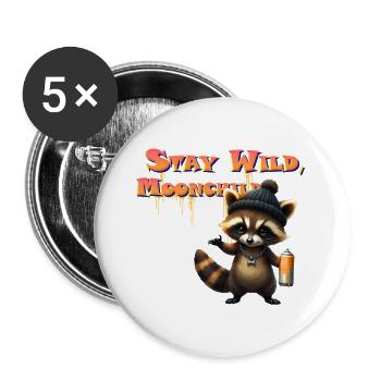 Raccoon Lunar Graffiti - Buttons large 2.2''/56 mm (5-pack) - white - Front