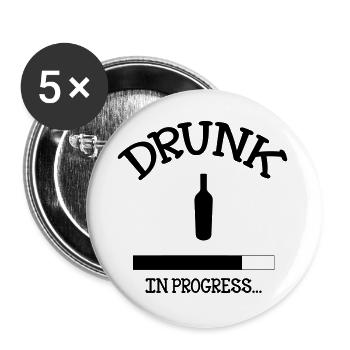 Betrunken im Gang – Alkohol - Buttons groß 56 mm (5er Pack) - Weiß - Vorne