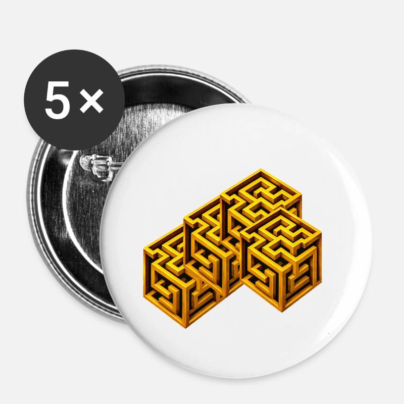 Golden Labyrinth Cube - Buttons large 2.2''/56 mm (5-pack) - white