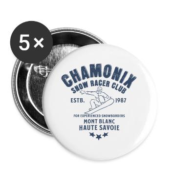 Chamonix Snowboard Club Mont Blanc - Buttons groß 56 mm (5er Pack) - Weiß - Vorne
