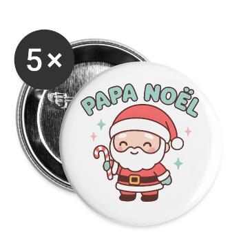 Santa Claus Kawaii Candy Cane - Buttons large 2.2''/56 mm (5-pack) - white - Front