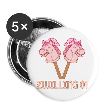 Jumeaux de Noël Chevaux de Passe-temps 01 - Lot de 5 grands badges (56 mm) - blanc - Devant