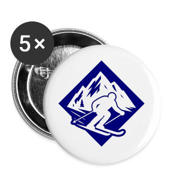 Ski Sport Silhouette Mountains - Buttons large 2.2''/56 mm (5-pack) - white - Front