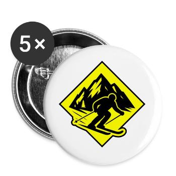 Ski Sport Silhouette Mountains - Buttons large 2.2''/56 mm (5-pack) - white - Front