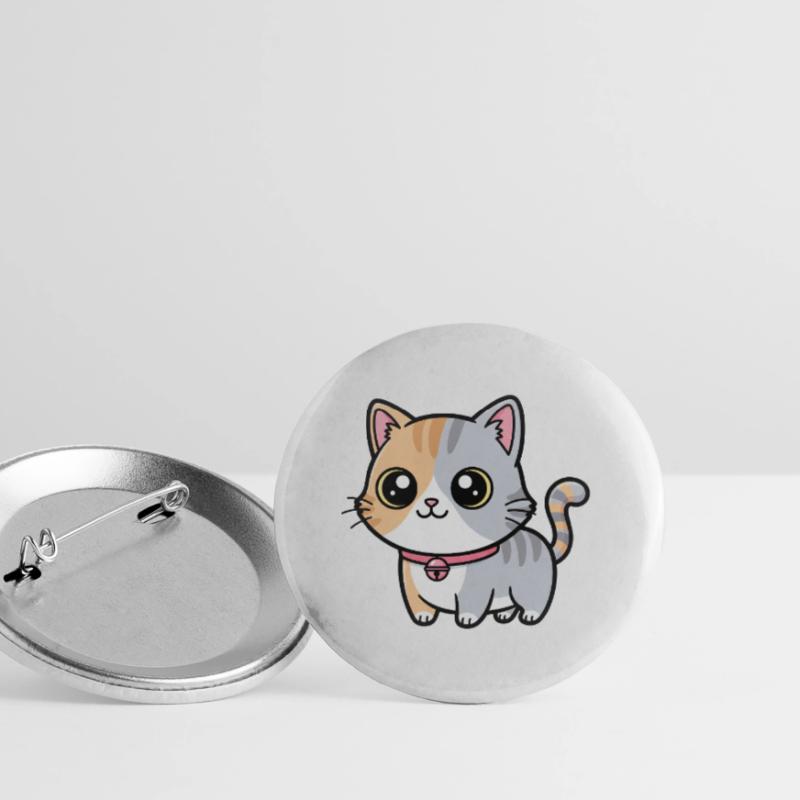 Calico Kitten Collar Charm Buttons large 2.2''/56 mm (5-pack)