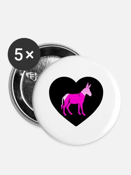 Esel - Buttons groß 56 mm (5er Pack) - Weiß