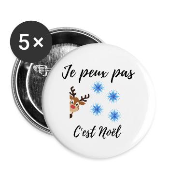 Santa Reindeer T-shirt - Buttons groß 56 mm (5er Pack) - Weiß - Vorne