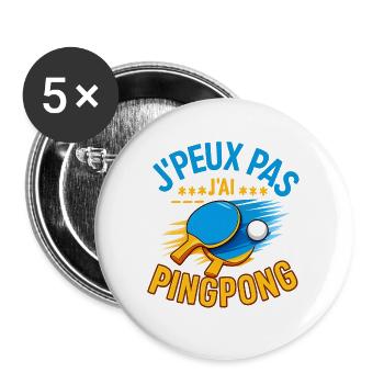 I can't I have pingpong - Buttons large 2.2''/56 mm (5-pack) - white - Front