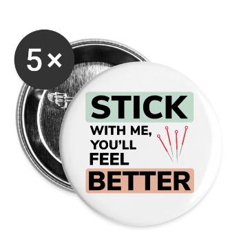 Acupunctrice, reste avec moi, tu te sentiras mieux - Lot de 5 grands badges (56 mm) - blanc - Devant
