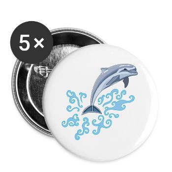 Der Sprung des Delfins - Buttons groß 56 mm (5er Pack) - Weiß - Vorne