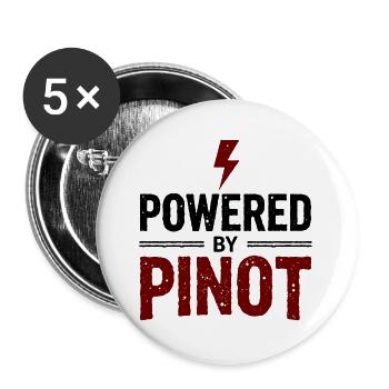 Powered by Pinot Wine Energy Saying - Buttons large 2.2''/56 mm (5-pack) - white - Front