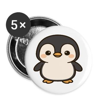 Kawaii Pinguin Charm - Buttons groß 56 mm (5er Pack) - Weiß - Vorne