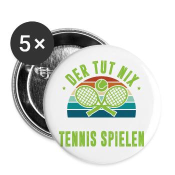 Tennisspieler Geschenke Tennis Sprüche Outfits - Buttons groß 56 mm (5er Pack) - Weiß - Vorne
