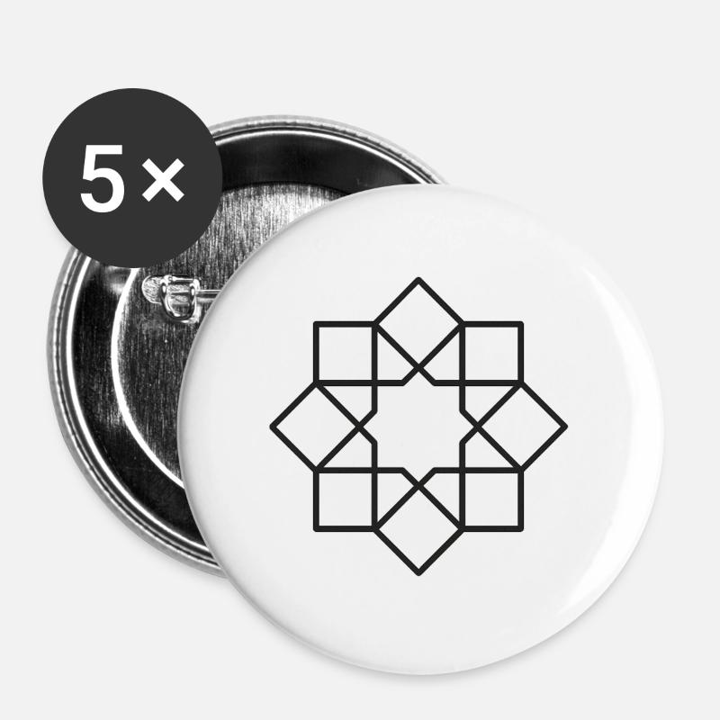 Geometric Square Star Circle Pattern - Buttons large 2.2''/56 mm (5-pack) - white