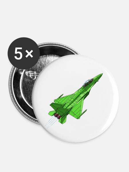 Grüner Geometrie-Jet - Buttons groß 56 mm (5er Pack) - Weiß