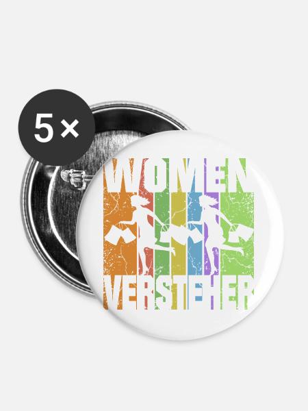 Frau im Kaufrausch - Buttons groß 56 mm (5er Pack) - Weiß