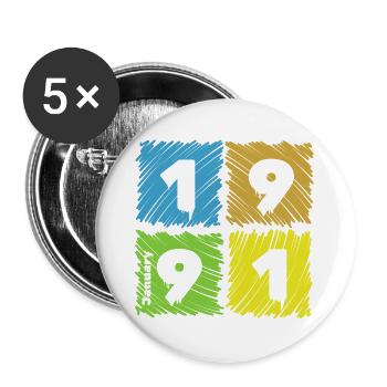 35. Écussons de Farbige du Geburtstag depuis 01/1991 - Lot de 5 grands badges (56 mm) - blanc - Devant