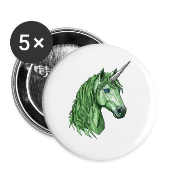 Green polygon unicorn - Buttons large 2.2''/56 mm (5-pack) - white - Front