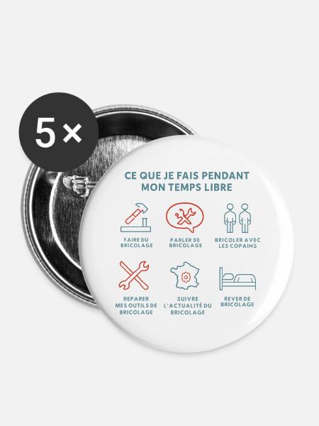 DIY und Freizeit - Buttons groß 56 mm (5er Pack) - Weiß