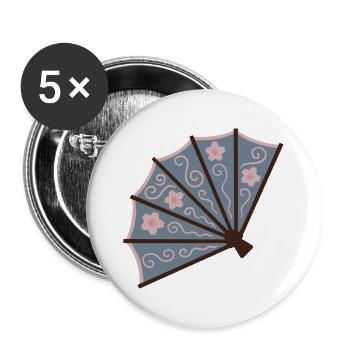 Blossom Fan in Powder Blue - Buttons large 2.2''/56 mm (5-pack) - white - Front