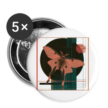 Luna Moth – Geometrisches Retro Nachtfalter Design - Buttons groß 56 mm (5er Pack) - Weiß - Vorne