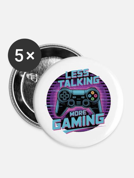 Less Talking More Gaming - Buttons groß 56 mm (5er Pack) - Weiß