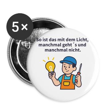 Light tinkerer: screwdriver & light bulb - Buttons large 2.2''/56 mm (5-pack) - white - Front