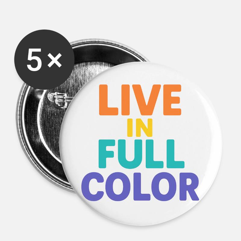 Live in Full Color Typography - Buttons large 2.2''/56 mm (5-pack) - white