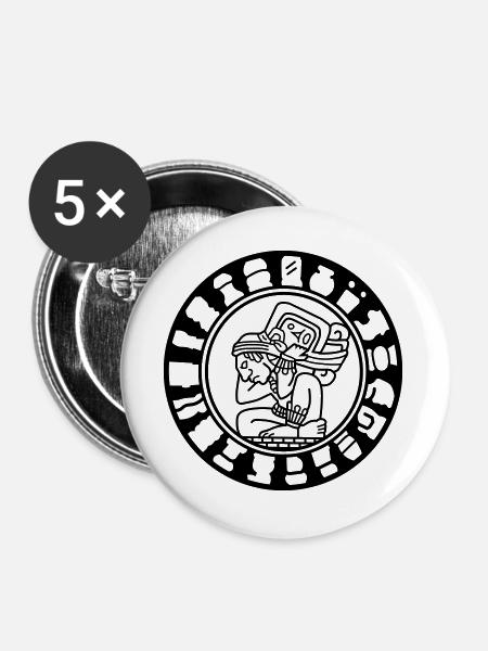 Maya Kalender - Buttons groß 56 mm (5er Pack) - Weiß