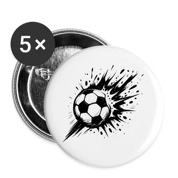 Explodierender Fußball in Schwarzweiß - Buttons groß 56 mm (5er Pack) - Weiß - Vorne